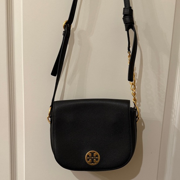 Tory Burch Black Leather Crossbody with Gold Details